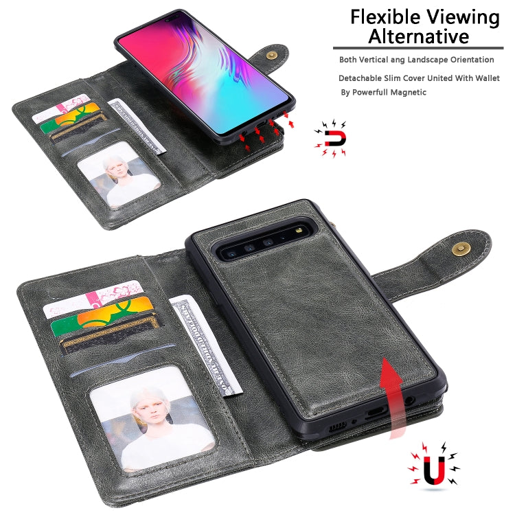 For Galaxy S10 5G Multifunctional Retro Detachable Magnetic Horizontal Flip Leather Case with Card Slots & Holder & Wallet & Photo Frame