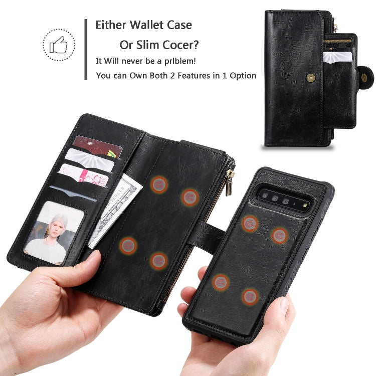 For Galaxy S10 5G Multifunctional Retro Detachable Magnetic Horizontal Flip Leather Case with Card Slots & Holder & Wallet & Photo Frame
