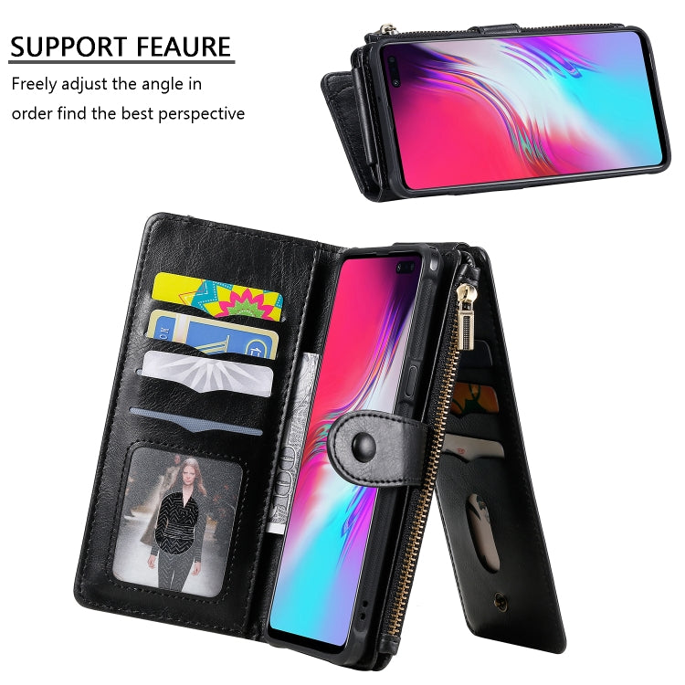 For Galaxy S10 5G Multifunctional Retro Detachable Magnetic Horizontal Flip Leather Case with Card Slots & Holder & Wallet & Photo Frame