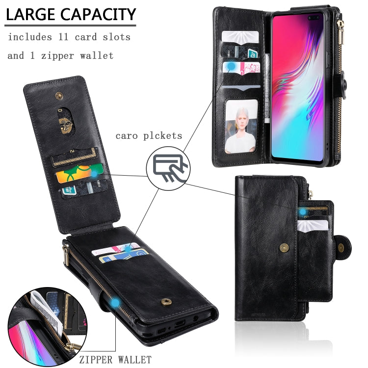 For Galaxy S10 5G Multifunctional Retro Detachable Magnetic Horizontal Flip Leather Case with Card Slots & Holder & Wallet & Photo Frame