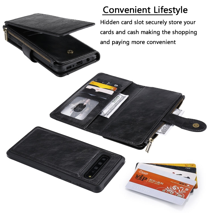 For Galaxy S10 5G Multifunctional Retro Detachable Magnetic Horizontal Flip Leather Case with Card Slots & Holder & Wallet & Photo Frame