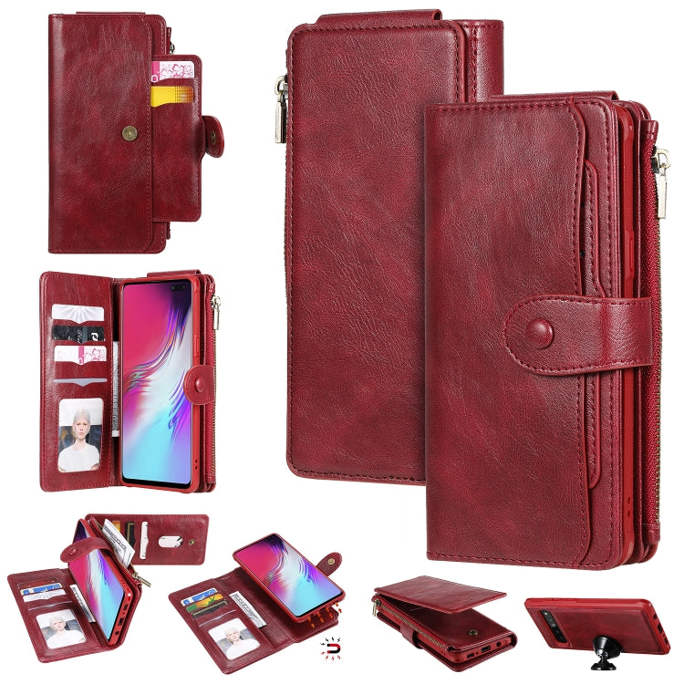 For Galaxy S10 5G Multifunctional Retro Detachable Magnetic Horizontal Flip Leather Case with Card Slots & Holder & Wallet & Photo Frame