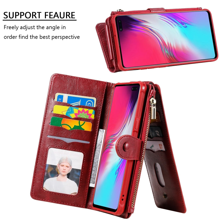 For Galaxy S10 5G Multifunctional Retro Detachable Magnetic Horizontal Flip Leather Case with Card Slots & Holder & Wallet & Photo Frame