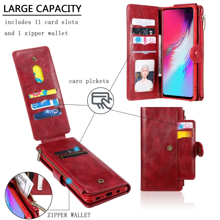 For Galaxy S10 5G Multifunctional Retro Detachable Magnetic Horizontal Flip Leather Case with Card Slots & Holder & Wallet & Photo Frame