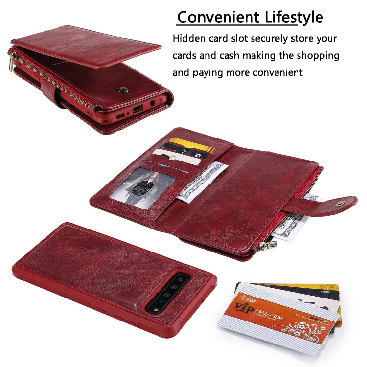 For Galaxy S10 5G Multifunctional Retro Detachable Magnetic Horizontal Flip Leather Case with Card Slots & Holder & Wallet & Photo Frame