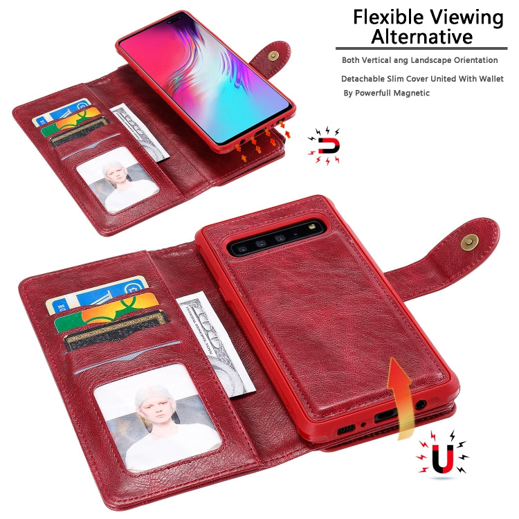 For Galaxy S10 5G Multifunctional Retro Detachable Magnetic Horizontal Flip Leather Case with Card Slots & Holder & Wallet & Photo Frame