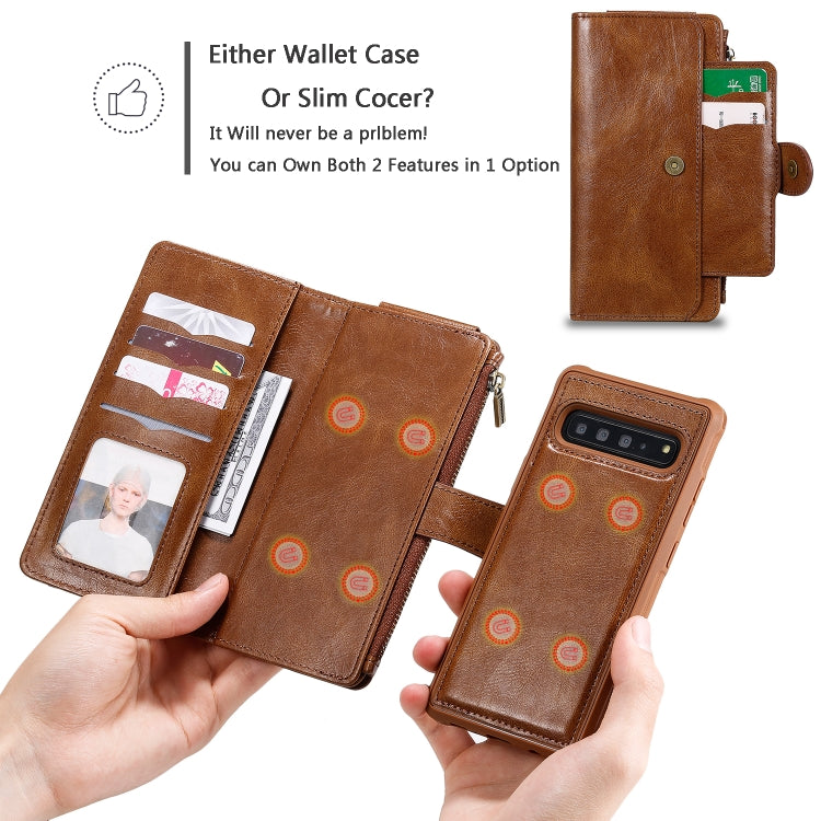 For Galaxy S10 5G Multifunctional Retro Detachable Magnetic Horizontal Flip Leather Case with Card Slots & Holder & Wallet & Photo Frame