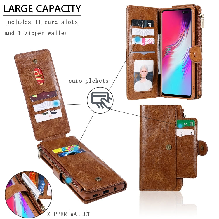 For Galaxy S10 5G Multifunctional Retro Detachable Magnetic Horizontal Flip Leather Case with Card Slots & Holder & Wallet & Photo Frame