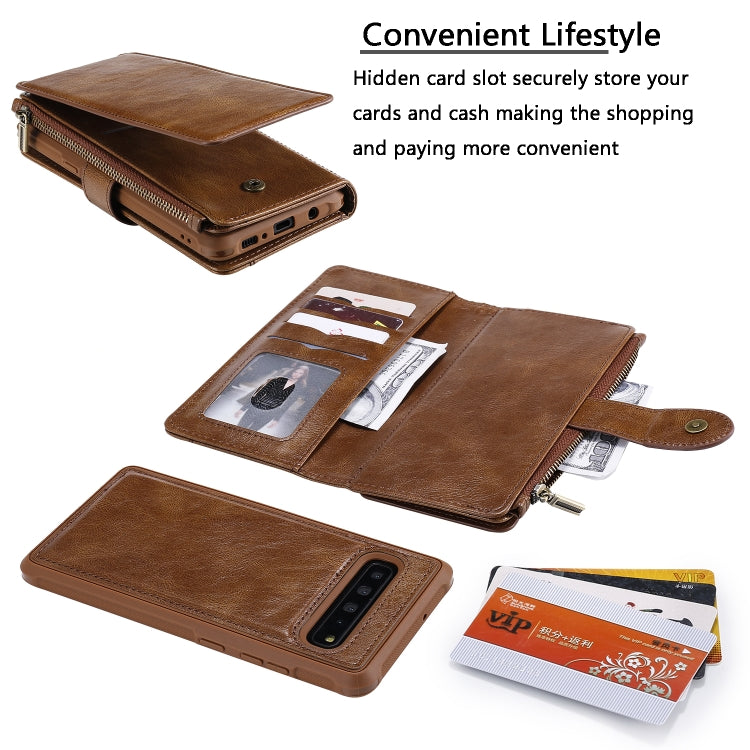 For Galaxy S10 5G Multifunctional Retro Detachable Magnetic Horizontal Flip Leather Case with Card Slots & Holder & Wallet & Photo Frame