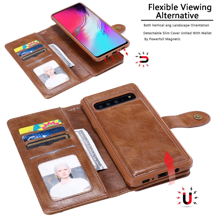 For Galaxy S10 5G Multifunctional Retro Detachable Magnetic Horizontal Flip Leather Case with Card Slots & Holder & Wallet & Photo Frame