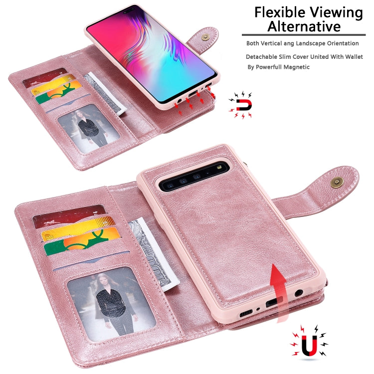 For Galaxy S10 5G Multifunctional Retro Detachable Magnetic Horizontal Flip Leather Case with Card Slots & Holder & Wallet & Photo Frame