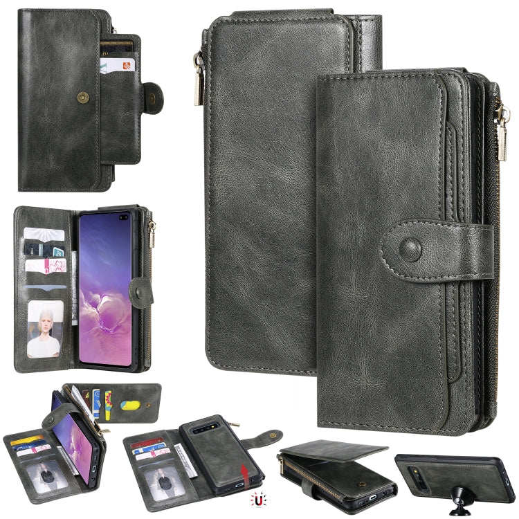 For Galaxy S10+ Multifunctional Retro Detachable Magnetic Horizontal Flip Leather Case with Card Slots & Holder & Wallet & Photo Frame