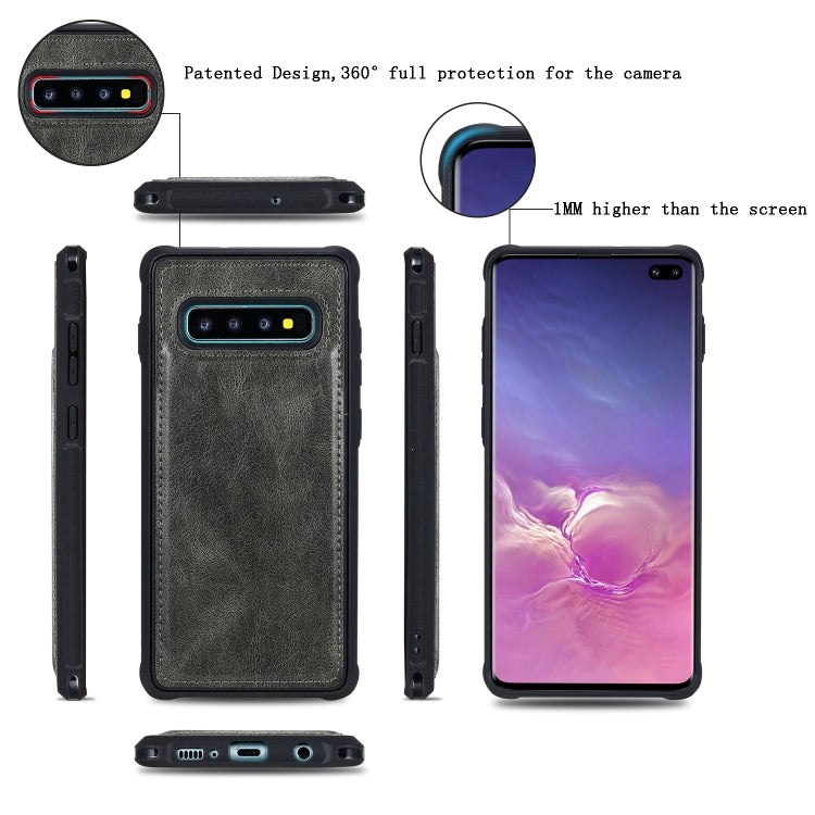For Galaxy S10+ Multifunctional Retro Detachable Magnetic Horizontal Flip Leather Case with Card Slots & Holder & Wallet & Photo Frame