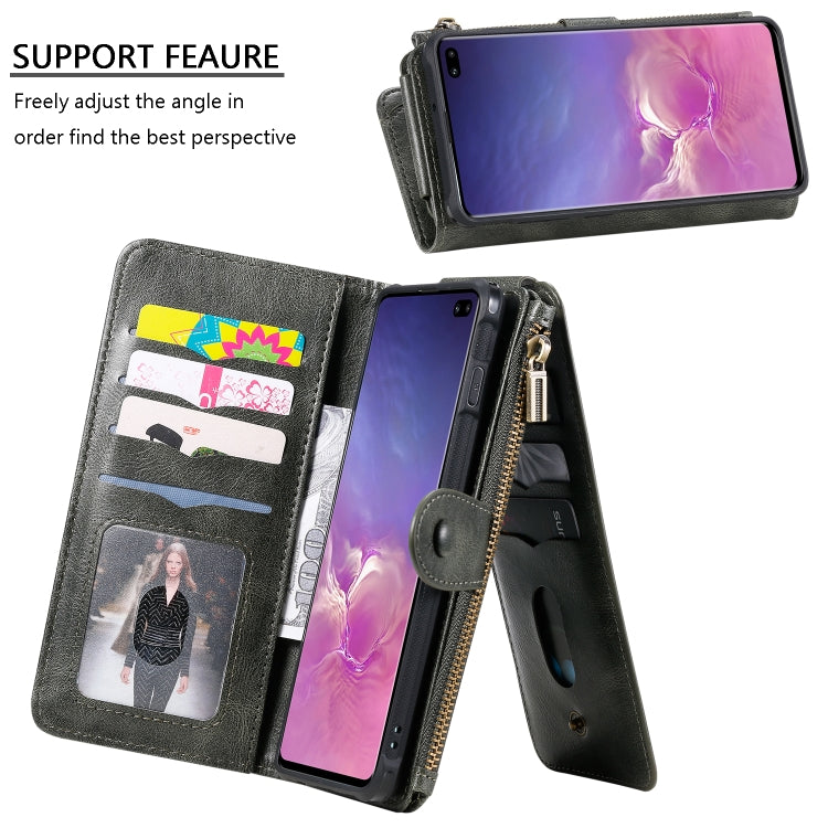 For Galaxy S10+ Multifunctional Retro Detachable Magnetic Horizontal Flip Leather Case with Card Slots & Holder & Wallet & Photo Frame