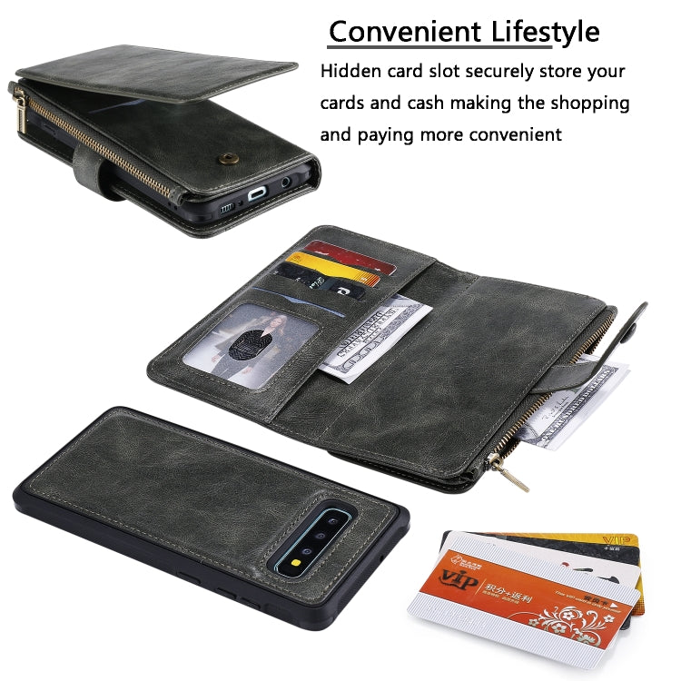 For Galaxy S10+ Multifunctional Retro Detachable Magnetic Horizontal Flip Leather Case with Card Slots & Holder & Wallet & Photo Frame