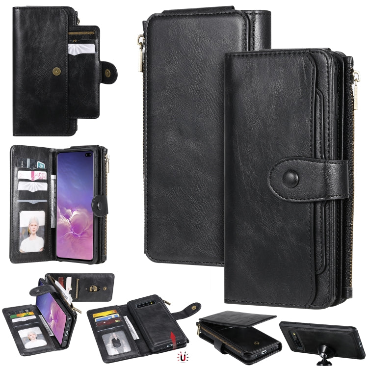 For Galaxy S10+ Multifunctional Retro Detachable Magnetic Horizontal Flip Leather Case with Card Slots & Holder & Wallet & Photo Frame