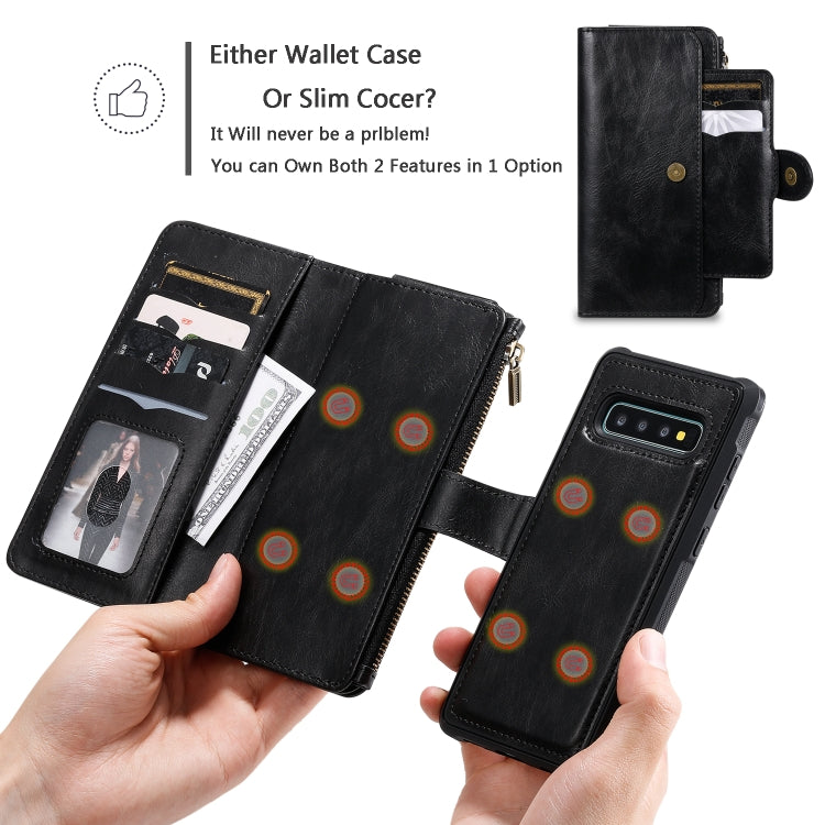 For Galaxy S10+ Multifunctional Retro Detachable Magnetic Horizontal Flip Leather Case with Card Slots & Holder & Wallet & Photo Frame