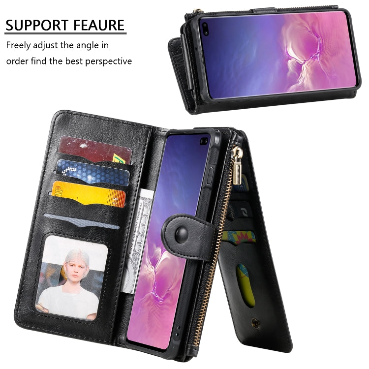 For Galaxy S10+ Multifunctional Retro Detachable Magnetic Horizontal Flip Leather Case with Card Slots & Holder & Wallet & Photo Frame
