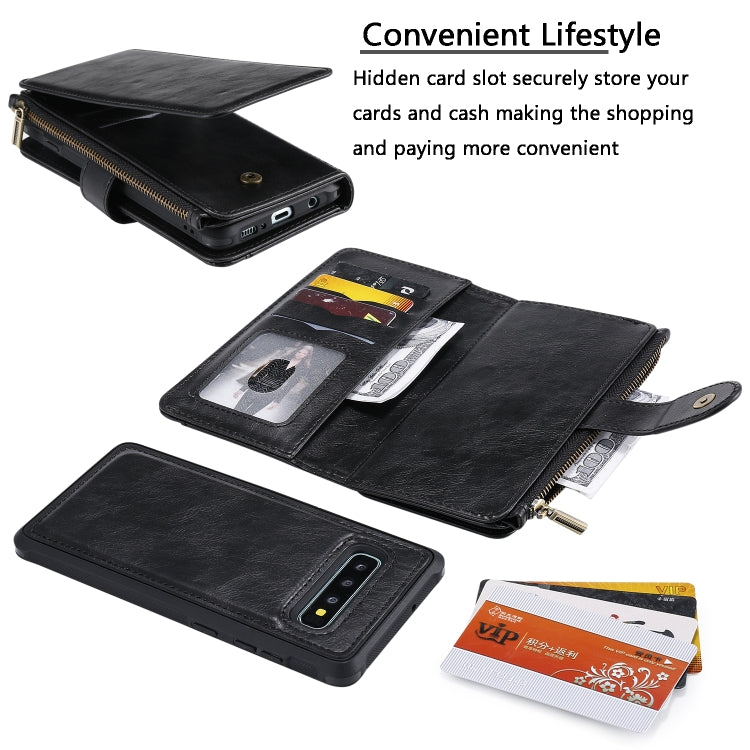 For Galaxy S10+ Multifunctional Retro Detachable Magnetic Horizontal Flip Leather Case with Card Slots & Holder & Wallet & Photo Frame