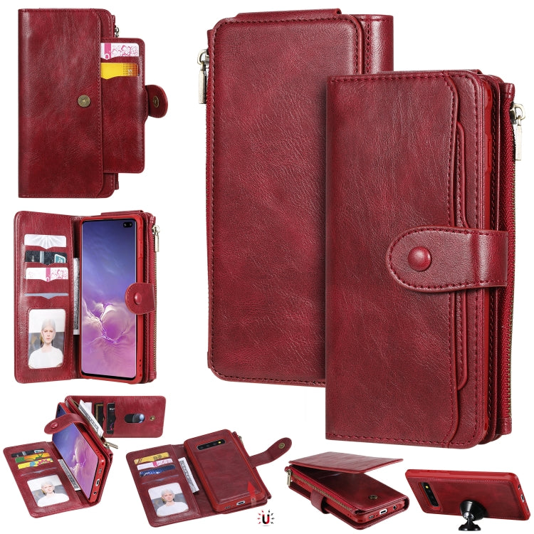 For Galaxy S10+ Multifunctional Retro Detachable Magnetic Horizontal Flip Leather Case with Card Slots & Holder & Wallet & Photo Frame