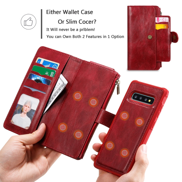 For Galaxy S10+ Multifunctional Retro Detachable Magnetic Horizontal Flip Leather Case with Card Slots & Holder & Wallet & Photo Frame