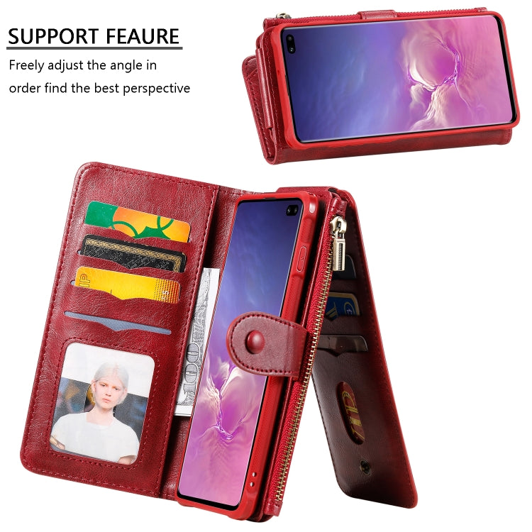 For Galaxy S10+ Multifunctional Retro Detachable Magnetic Horizontal Flip Leather Case with Card Slots & Holder & Wallet & Photo Frame