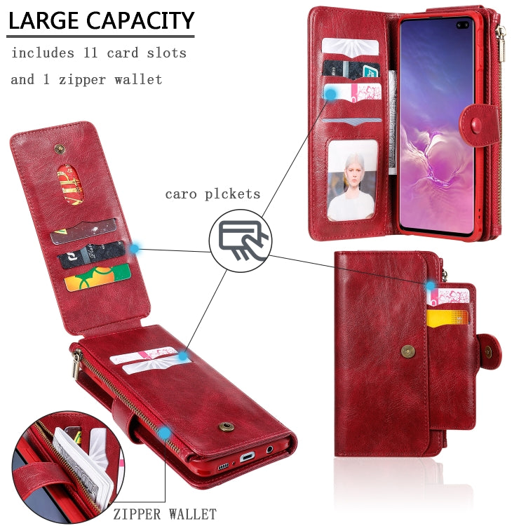For Galaxy S10+ Multifunctional Retro Detachable Magnetic Horizontal Flip Leather Case with Card Slots & Holder & Wallet & Photo Frame