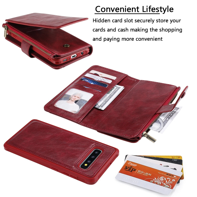 For Galaxy S10+ Multifunctional Retro Detachable Magnetic Horizontal Flip Leather Case with Card Slots & Holder & Wallet & Photo Frame