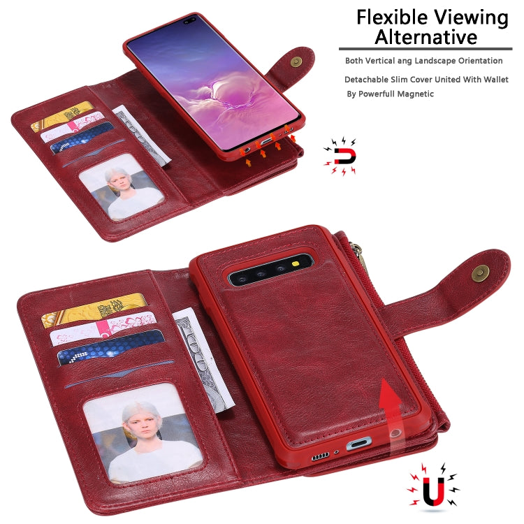 For Galaxy S10+ Multifunctional Retro Detachable Magnetic Horizontal Flip Leather Case with Card Slots & Holder & Wallet & Photo Frame