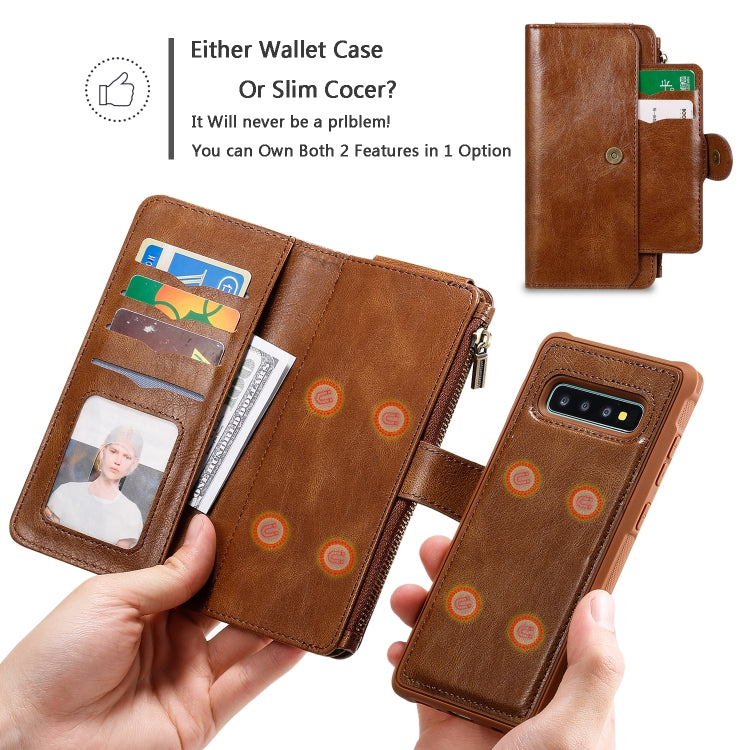 For Galaxy S10+ Multifunctional Retro Detachable Magnetic Horizontal Flip Leather Case with Card Slots & Holder & Wallet & Photo Frame