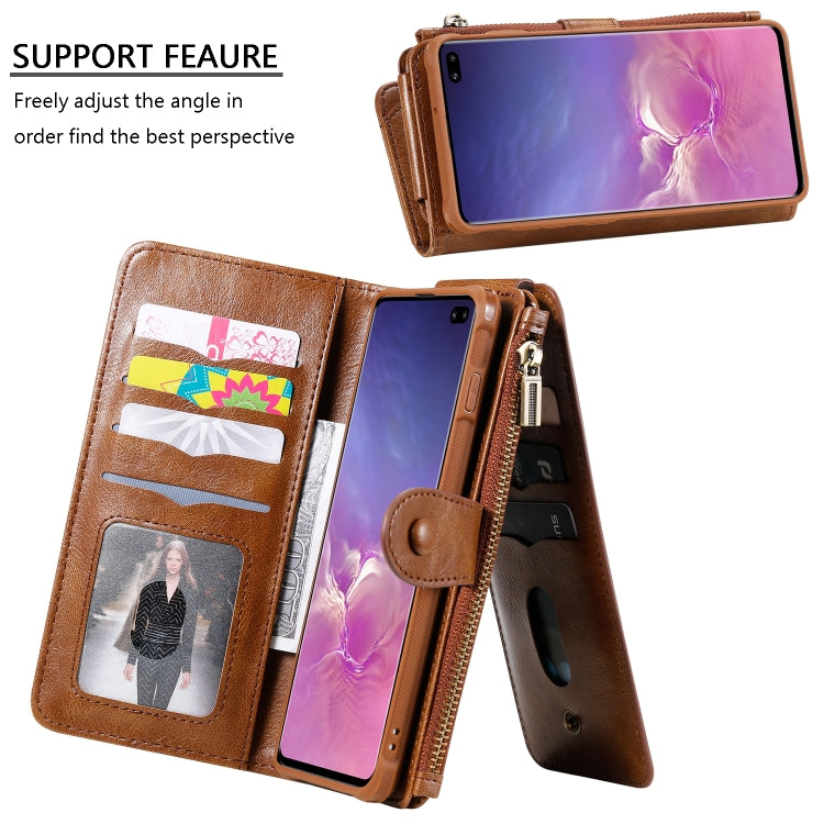For Galaxy S10+ Multifunctional Retro Detachable Magnetic Horizontal Flip Leather Case with Card Slots & Holder & Wallet & Photo Frame