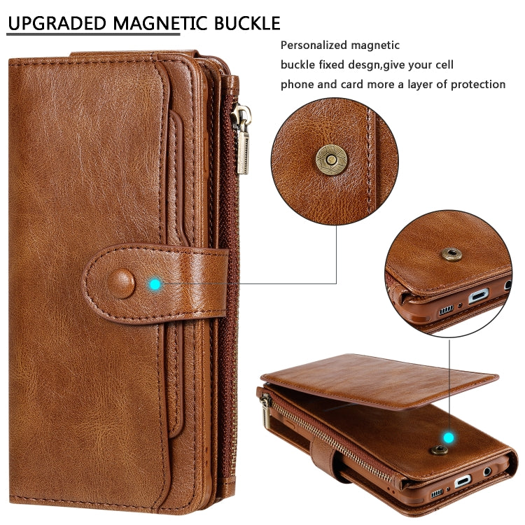 For Galaxy S10+ Multifunctional Retro Detachable Magnetic Horizontal Flip Leather Case with Card Slots & Holder & Wallet & Photo Frame