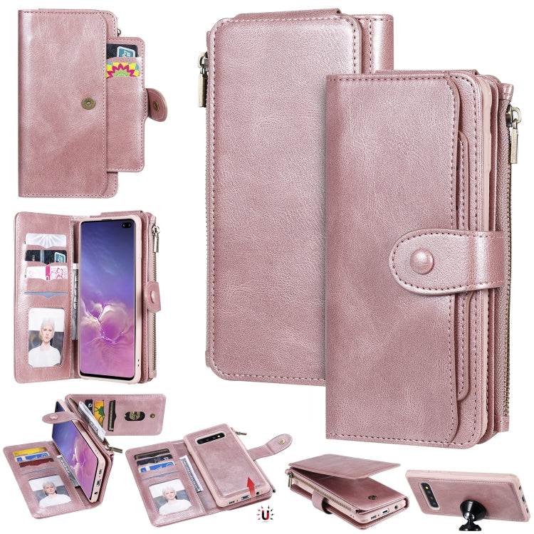 For Galaxy S10+ Multifunctional Retro Detachable Magnetic Horizontal Flip Leather Case with Card Slots & Holder & Wallet & Photo Frame