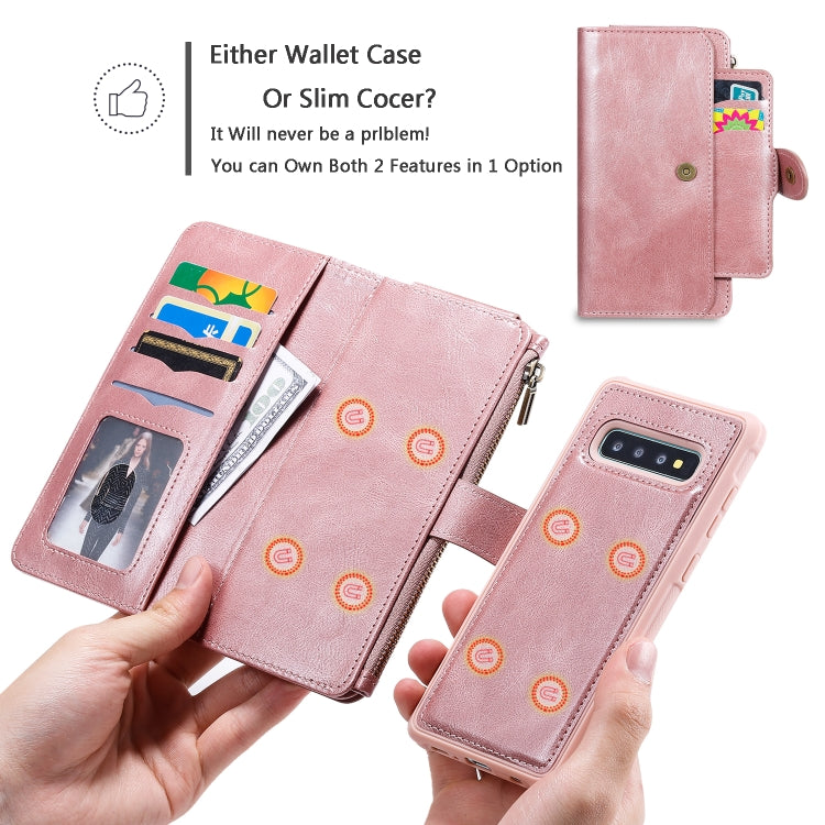 For Galaxy S10+ Multifunctional Retro Detachable Magnetic Horizontal Flip Leather Case with Card Slots & Holder & Wallet & Photo Frame
