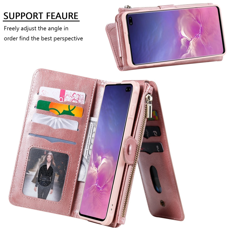 For Galaxy S10+ Multifunctional Retro Detachable Magnetic Horizontal Flip Leather Case with Card Slots & Holder & Wallet & Photo Frame