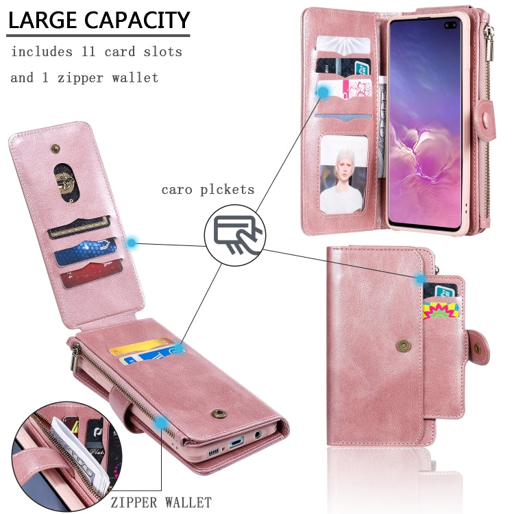 For Galaxy S10+ Multifunctional Retro Detachable Magnetic Horizontal Flip Leather Case with Card Slots & Holder & Wallet & Photo Frame