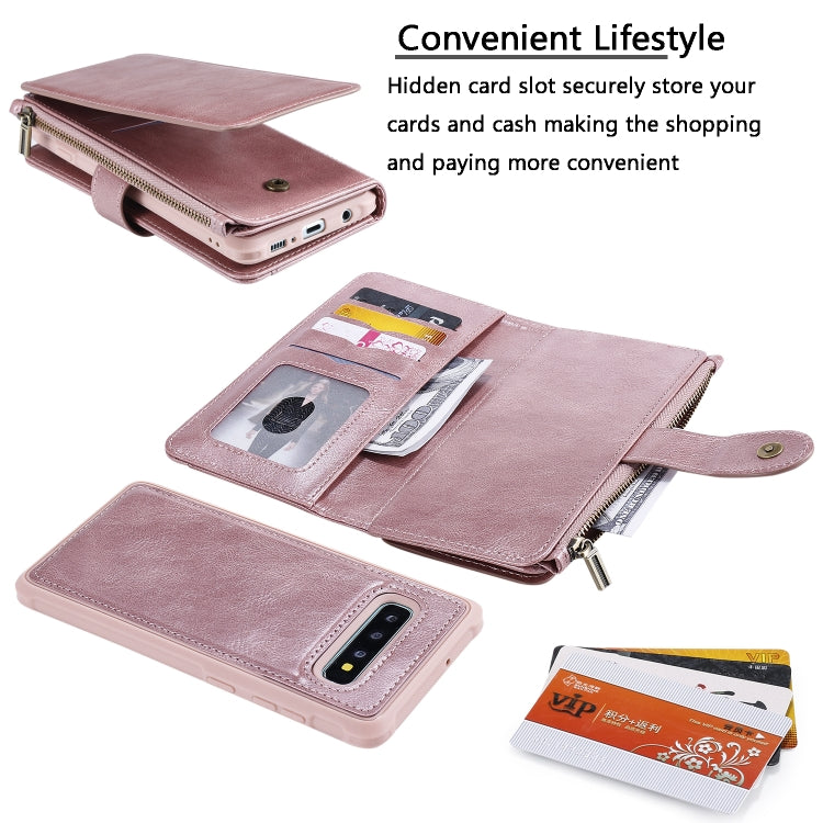 For Galaxy S10+ Multifunctional Retro Detachable Magnetic Horizontal Flip Leather Case with Card Slots & Holder & Wallet & Photo Frame