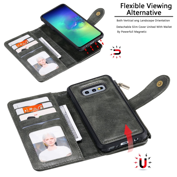 For Galaxy S10e Multifunctional Retro Detachable Magnetic Horizontal Flip Leather Case with Card Slots & Holder & Wallet & Photo Frame
