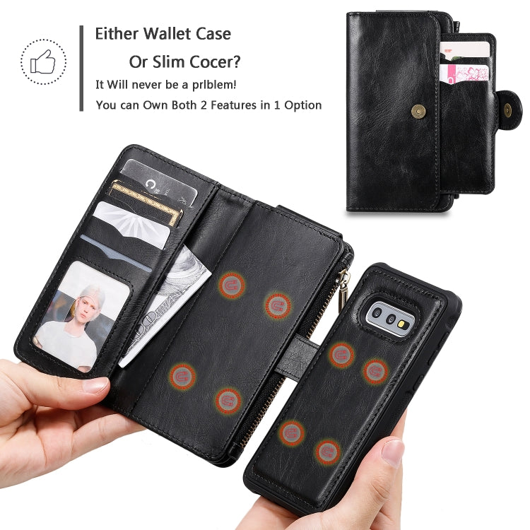 For Galaxy S10e Multifunctional Retro Detachable Magnetic Horizontal Flip Leather Case with Card Slots & Holder & Wallet & Photo Frame