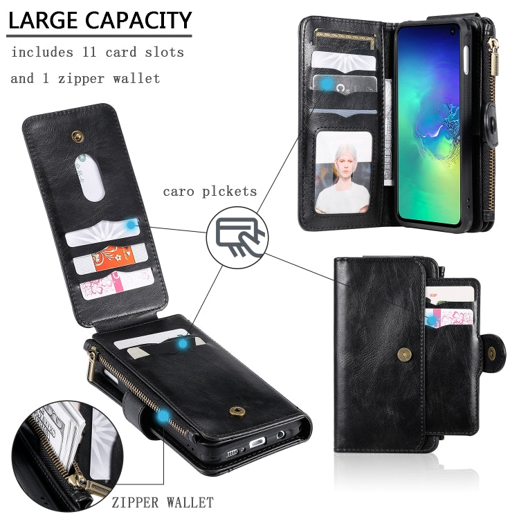 For Galaxy S10e Multifunctional Retro Detachable Magnetic Horizontal Flip Leather Case with Card Slots & Holder & Wallet & Photo Frame