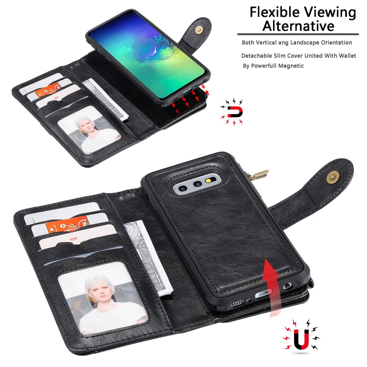 For Galaxy S10e Multifunctional Retro Detachable Magnetic Horizontal Flip Leather Case with Card Slots & Holder & Wallet & Photo Frame