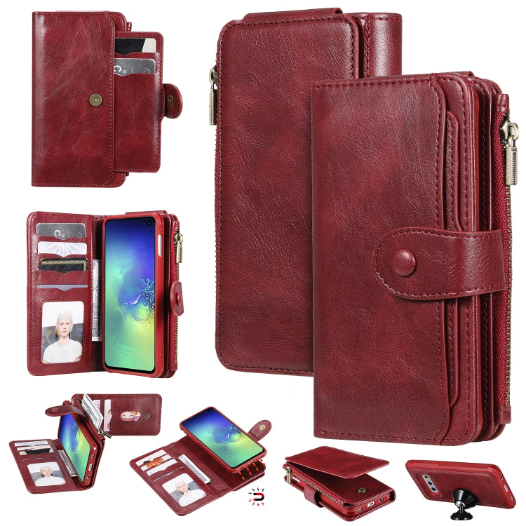 For Galaxy S10e Multifunctional Retro Detachable Magnetic Horizontal Flip Leather Case with Card Slots & Holder & Wallet & Photo Frame
