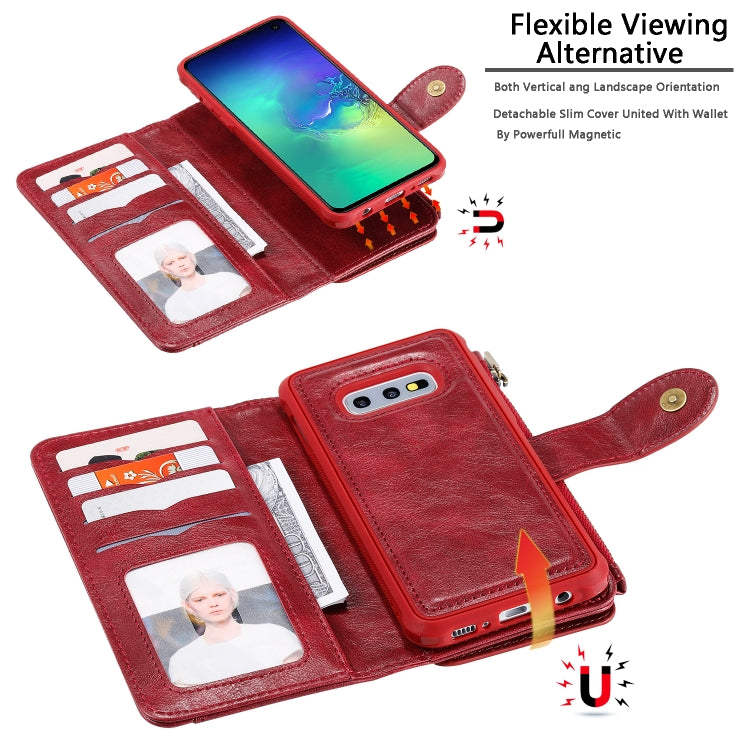 For Galaxy S10e Multifunctional Retro Detachable Magnetic Horizontal Flip Leather Case with Card Slots & Holder & Wallet & Photo Frame