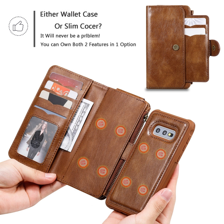 For Galaxy S10e Multifunctional Retro Detachable Magnetic Horizontal Flip Leather Case with Card Slots & Holder & Wallet & Photo Frame