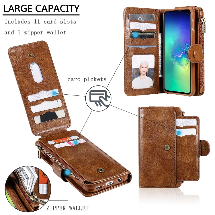 For Galaxy S10e Multifunctional Retro Detachable Magnetic Horizontal Flip Leather Case with Card Slots & Holder & Wallet & Photo Frame