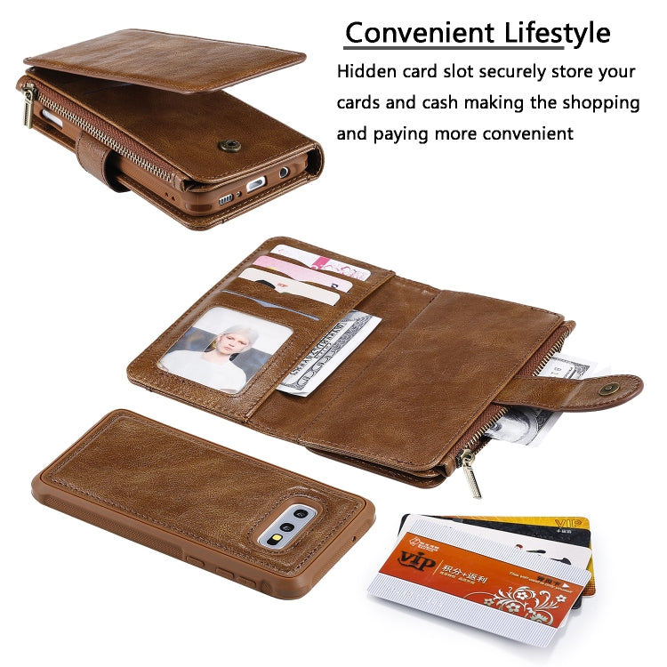 For Galaxy S10e Multifunctional Retro Detachable Magnetic Horizontal Flip Leather Case with Card Slots & Holder & Wallet & Photo Frame