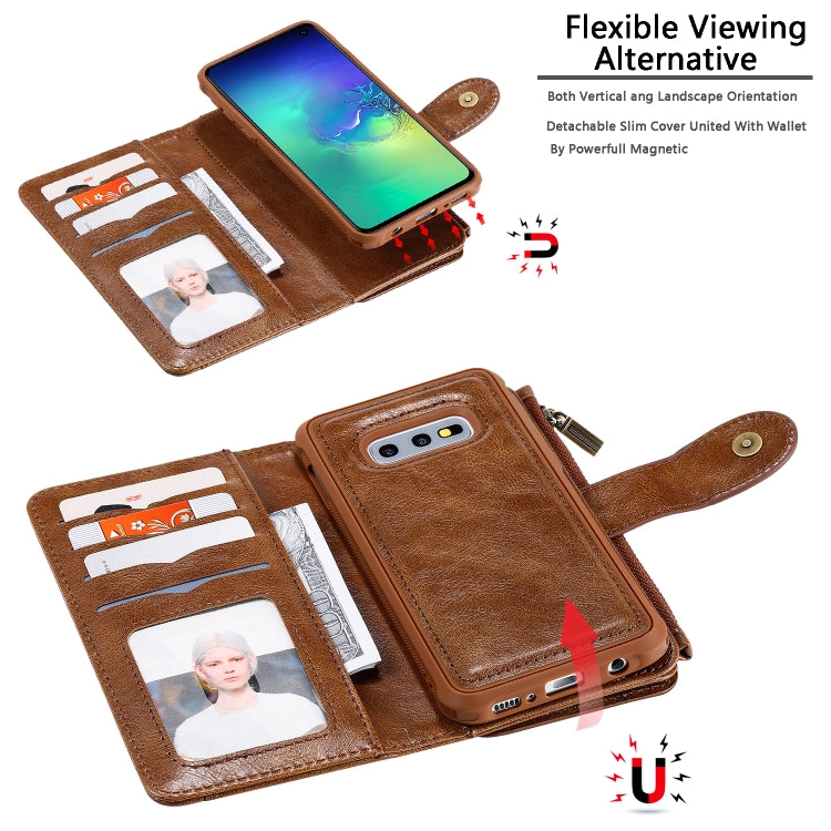 For Galaxy S10e Multifunctional Retro Detachable Magnetic Horizontal Flip Leather Case with Card Slots & Holder & Wallet & Photo Frame