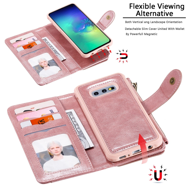 For Galaxy S10e Multifunctional Retro Detachable Magnetic Horizontal Flip Leather Case with Card Slots & Holder & Wallet & Photo Frame