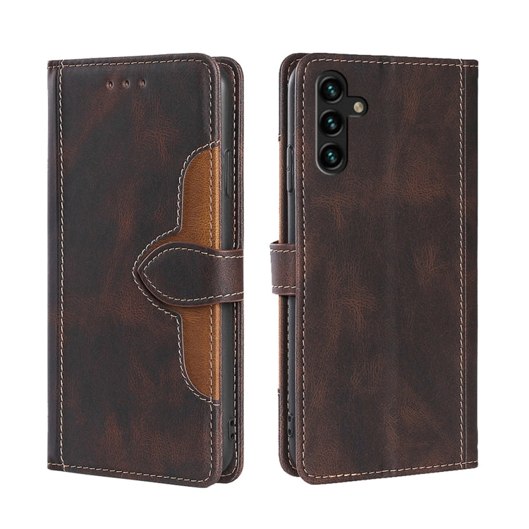 For Samsung Galaxy A04s Skin Feel Magnetic Buckle Leather Phone Case