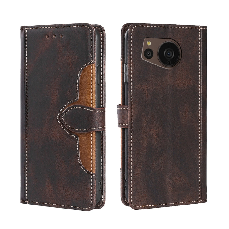 For Sharp Aquos sense7 plus Skin Feel Magnetic Buckle Leather Phone Case